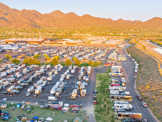 Arizona Bike Week desert RV rally venue with expansive off-grid festival parking.