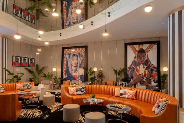 Sophisticated lounge at Hyde Dubai for VIP networking and corporate event breakout sessions.