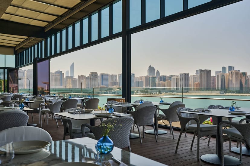 Em Sherif Sea Café: Glass-walled restaurant with skyline views for corporate events and receptions.