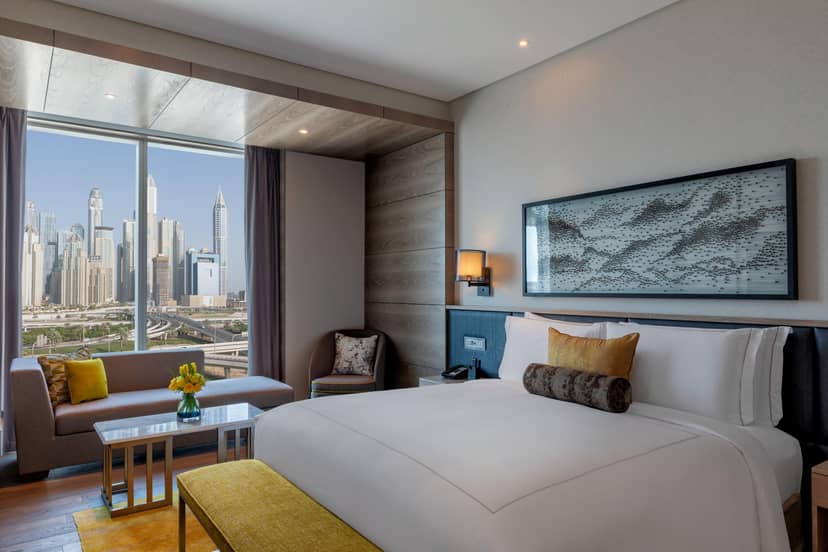 VIP ballroom at Taj Jumeirah Lakes Towers with skyline views for corporate events and conferences.