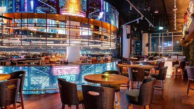 LED circular bar at Clap Restaurant & Bar for corporate receptions and brand activations.