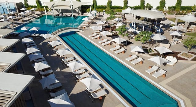 Private Cabana at Sofitel Dubai The Palm with water feature for corporate events and receptions.