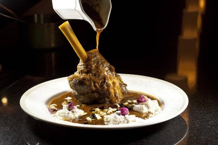 Gala entrée with premium table-side service at Junoon restaurant for high-end corporate events.