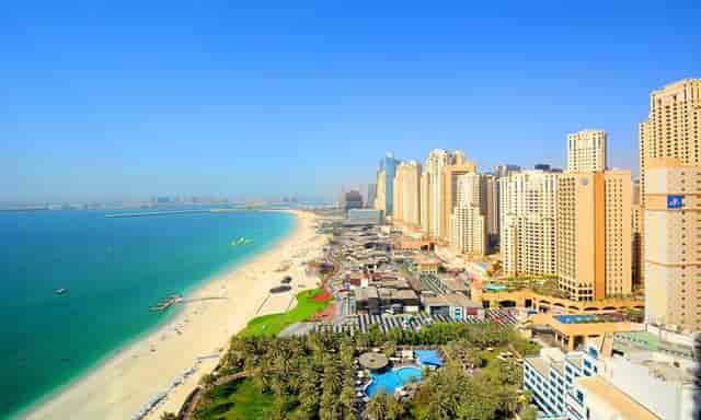 Luxury beachfront terrace at JBR, ideal for corporate retreats and incentive travel events.