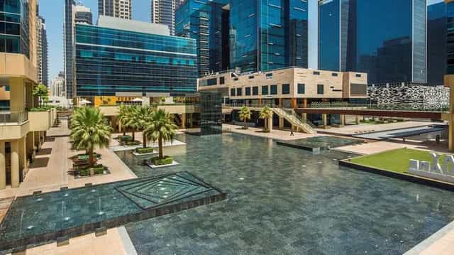 Modern outdoor venue at DoubleTree Dubai for corporate cocktail receptions and product launches.