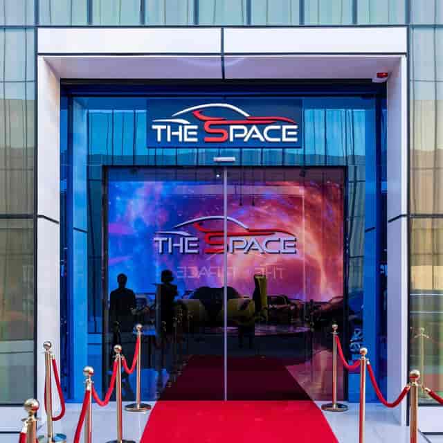 Automotive product launch at The Space venue with dramatic LED staging for experiential events.
