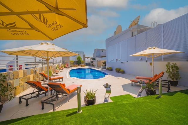 Rooftop terrace at Icon Deluxe Hotel for corporate networking and professional events.