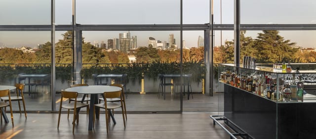 Terrazza Triennale event space with skyline backdrop, ideal for corporate functions and networking.