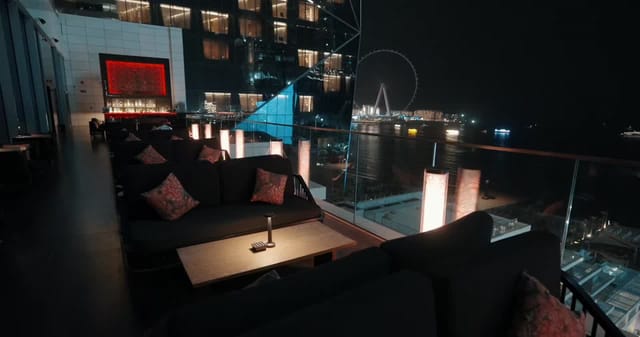 Private Dining Room 2 rooftop terrace with skyline view for VIP receptions and corporate events.