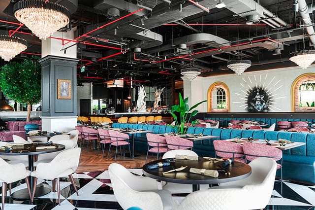Show Kitchen in Address Beach Resort with stylish decor, ideal for events and meetings.