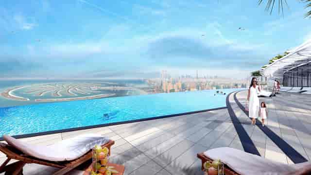Luxurious rooftop infinity pool at Address Beach Resort, perfect for corporate retreats and events.
