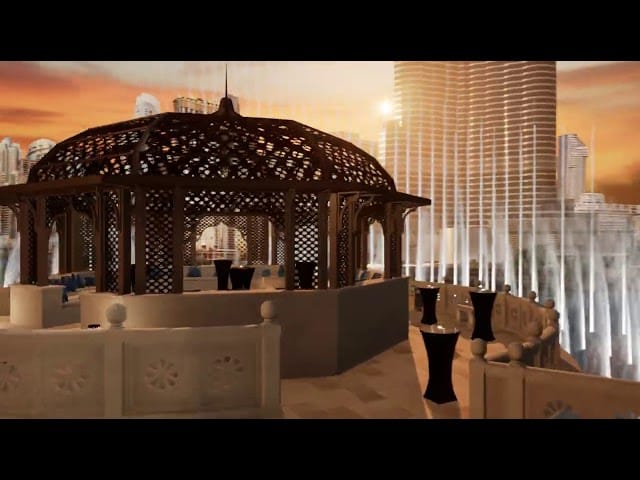 Rooftop venue at Palace Downtown with wooden gazebo, perfect for gala dinners.