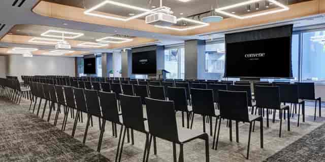 Convene Venue 42 theater setup for corporate presentations and high-impact keynote events.