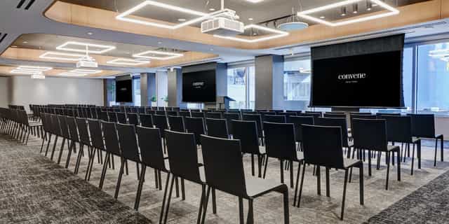 Convene Venue 42 theater setup for corporate presentations and high-impact keynote events.