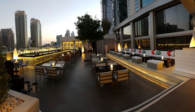 Upscale outdoor venue at Sofitel Dubai with modern design, ideal for events and receptions.