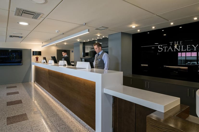 Stanley Hotel reception desk for professional corporate event check-ins and business conferences.