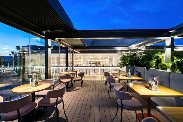 Stanley Hotel rooftop venue for corporate receptions and networking mixers.