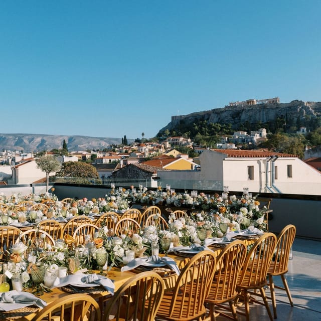 Rooftop event space in Muse Urban Venue with Acropolis view for luxury gala or incentive dinner.