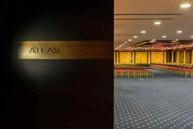President Hotel Athens theater-style corporate conference room for business events.
