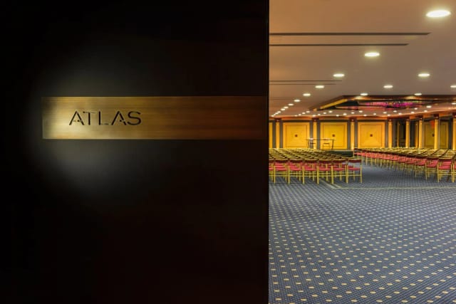 President Hotel Athens theater-style corporate conference room for business events.