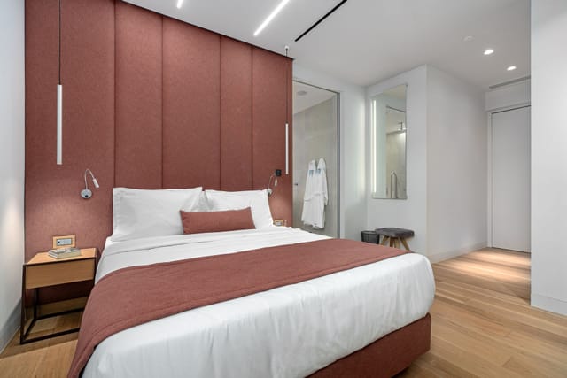 Gaia Accessible Room: Modern hotel suite for executive business travel and conference stays.