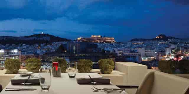 Acropolis view rooftop boardroom for premium gala dinners and corporate incentive events.