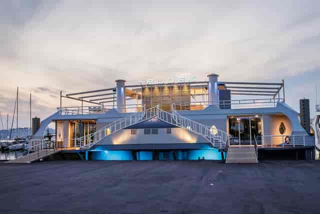 Main sitting room at Ploes waterfront venue for exclusive soirées and product launches.