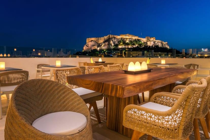 Rooftop venue in Thiseio with iconic Acropolis view for premium corporate events and networking.