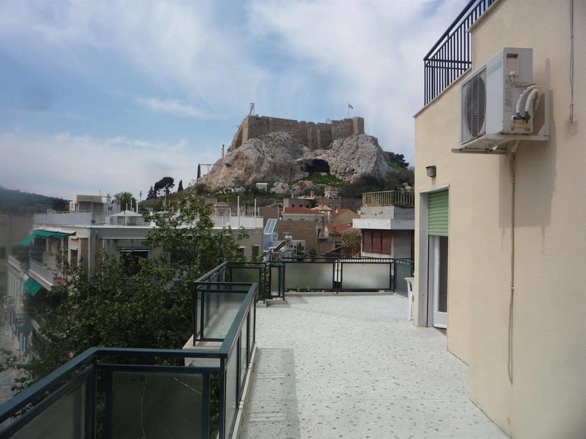 Rooftop terrace at Adams Hotel with Acropolis view, ideal for outdoor events and venue hire.