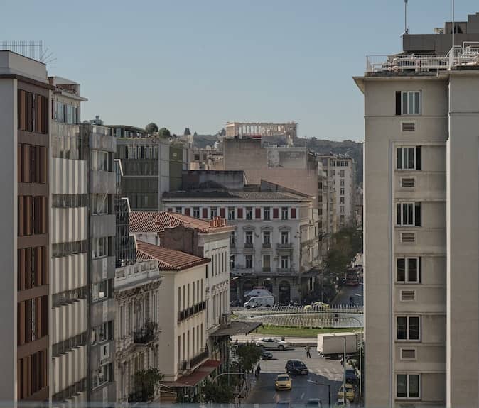 Rooftop meeting room with Athens urban views, ideal for corporate events and professional receptions.