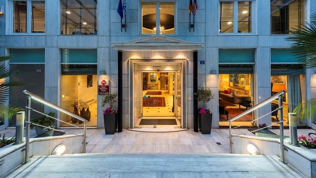 Modern hotel lobby entrance for professional corporate conference and event registration.