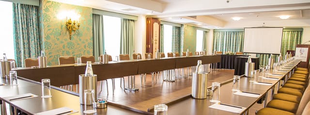 Boardroom setup in William Shakespeare Suite, Victoria Hotel for corporate meetings and events.
