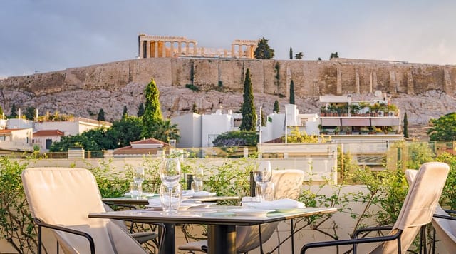Acropolis Museum rooftop restaurant: luxury incentive dinner venue for exclusive Athens events.