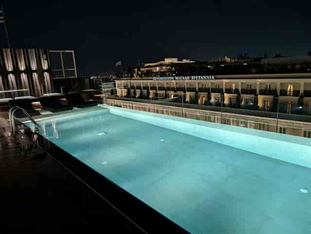 Luxury rooftop terrace in Athens with Acropolis view for corporate events and evening receptions.