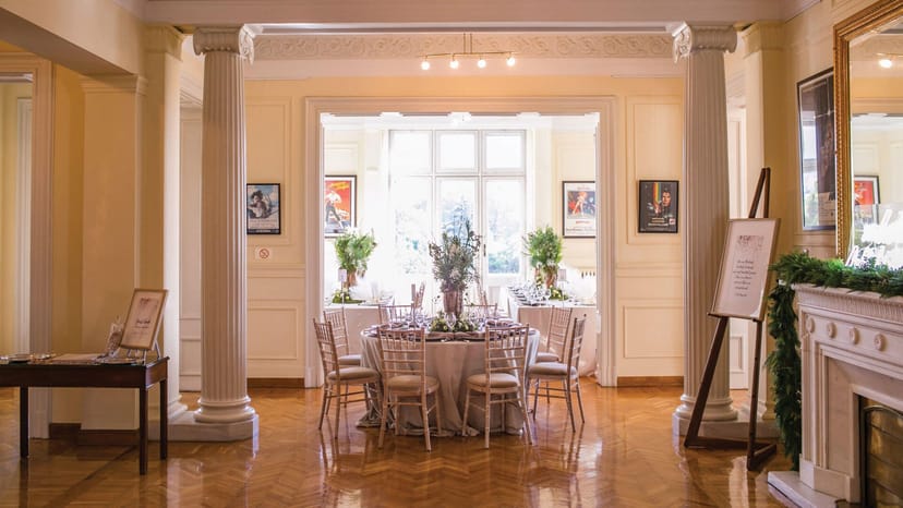Elegant round table setup at Amalias 36 venue for an intimate dinner or corporate reception.