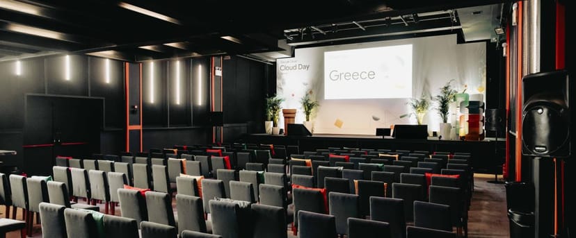 Corporate event at Gazarte Ground Stage with professional theater seating and modern stage design.