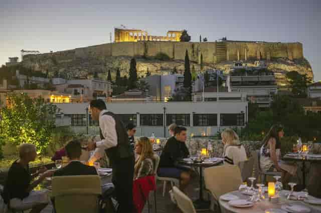 Rooftop bar at NLH Monastiraki with Acropolis view for corporate gala and VIP dinner.