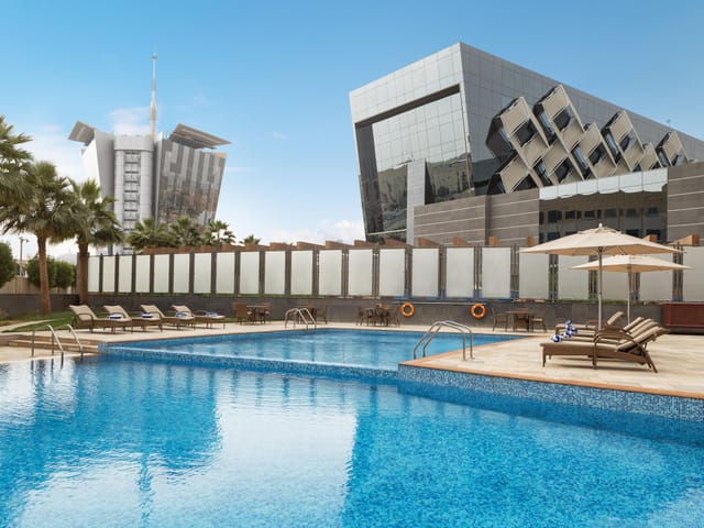 Ibn Batouta venue at Crowne Plaza Riyadh, modern poolside event space for incentive trips.