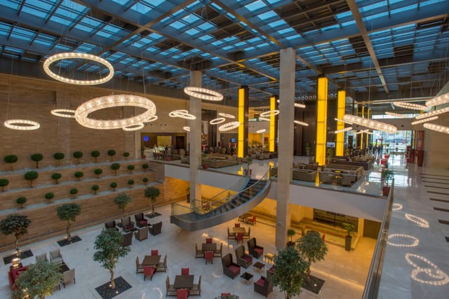 Crowne Suite atrium with natural light: ideal venue for conference registration and receptions.