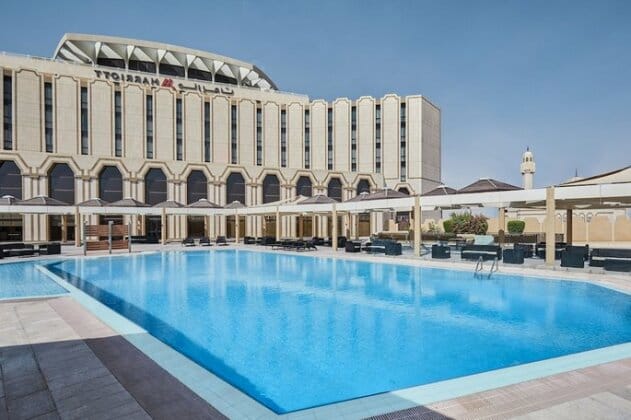Diriyah Marriott outdoor pool deck for corporate incentive events and networking receptions.