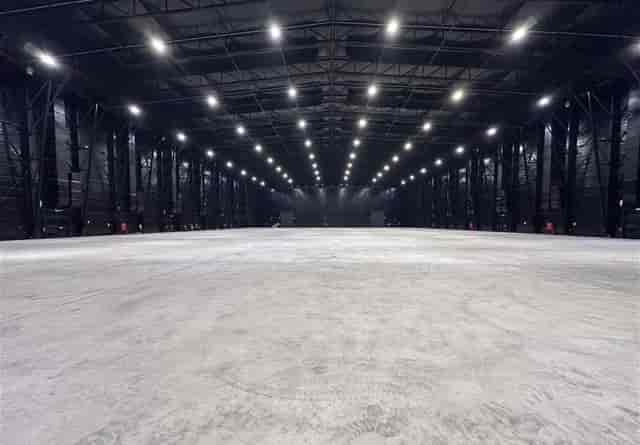 Lobby at The Arena Riyadh: Industrial blank canvas for trade shows and experiential events.