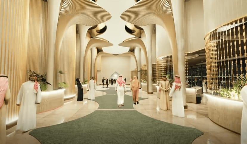 VIP reception lobby at The Arena Riyadh Venue featuring grand architectural design.