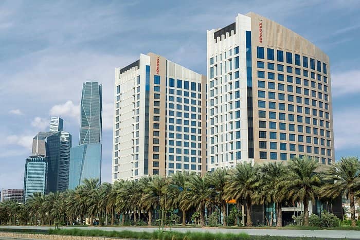 Modern hotel bar in Riyadh, ideal for professional business meetings and executive networking.
