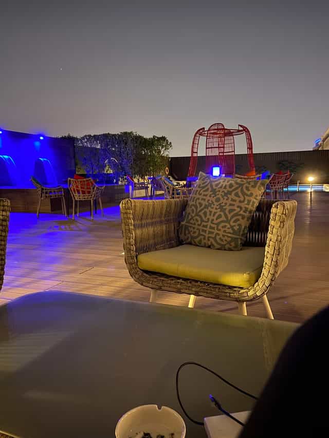 Sama Lounge rooftop terrace: stylish breakout space for corporate networking and evening events.