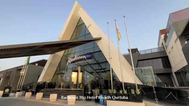 Modern Radisson Blu Riyadh Qurtuba conference room entrance for corporate events and VIP meetings.