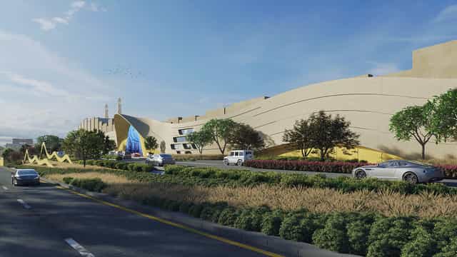 Modern Al Hamra venue entrance for luxury corporate events and brand activations.