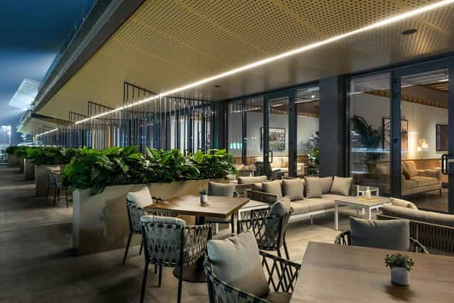 Private suite terrace at King Abdulaziz Racecourse for corporate hospitality and networking events.