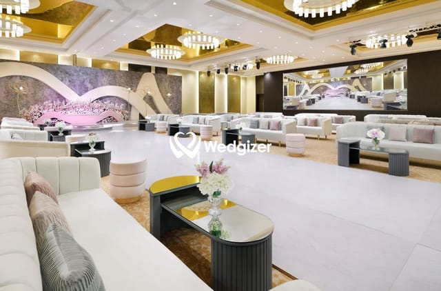 Luxury ballroom with ambient lighting for corporate events and weddings at Crowne Plaza Riyadh.