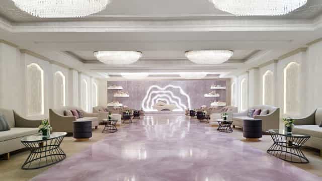 Al Andalosia luxury lounge, Crowne Plaza Riyadh: elegant corporate reception and networking space.