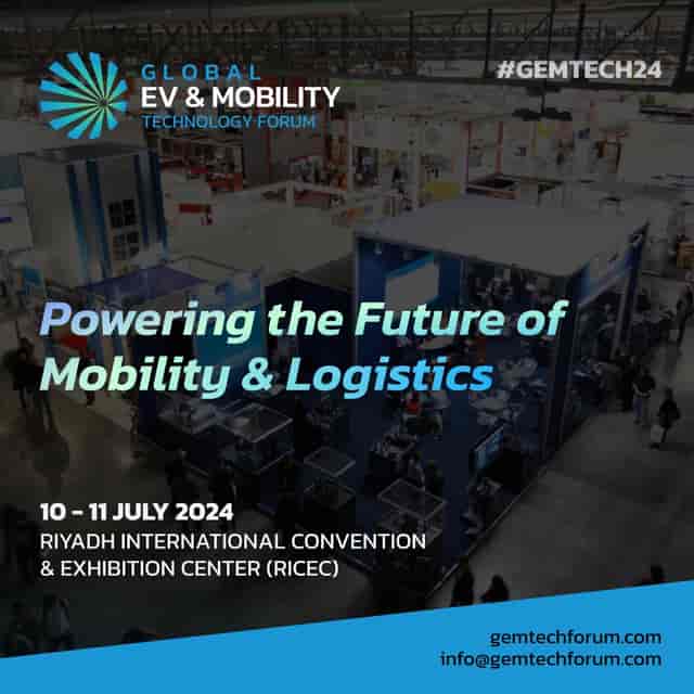 Industrial exhibition booth at GEMTECH Forum for mobility and logistics networking.